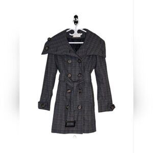 Tweed Cotton Lined Corpcore Preppy Spring Academia Trench Coat Jacket Size M